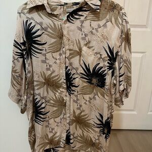 Floral Beige and Black Women's Top
